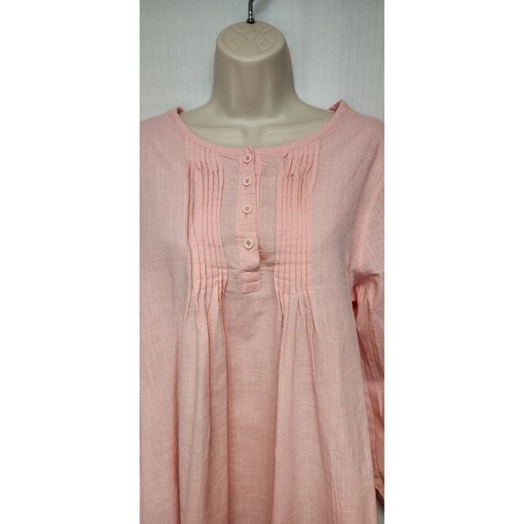 Love U. Dear Round Neck Pleated Front Accent Button Front Blouse Size 1X Pink - Picture 5 of 7